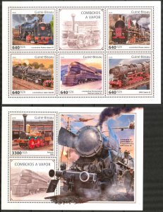 Guinea Bissau 2018 Steam Trains sheet + S/S MNH