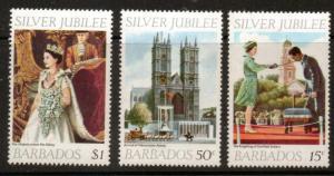 BARBADOS SG574/6 1977 SILVER JUBILEE MNH