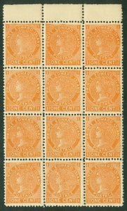 SG 34 Prince Edward Islands 1872. 1c orange. A fine unmounted mint block of 12..