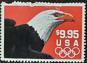 US Scott # 2541; used $9.95 Priority Express Mail rate, Eagle, 1991;VF .