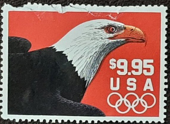 US Scott # 2541; used $9.95 Priority Express Mail rate, Eagle, 1991;VF .