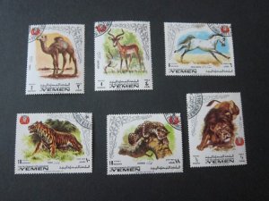 Yemen six animal (6) stamps FU