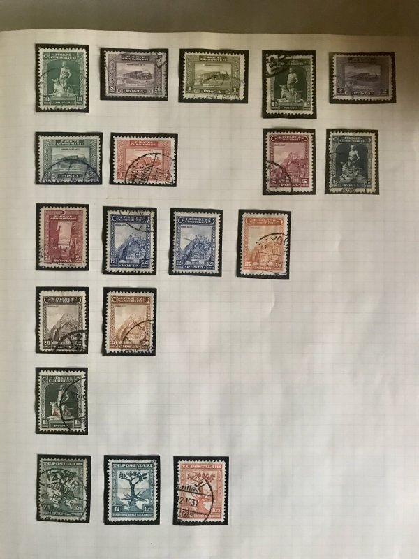 Turkey: Lot Old Stamps on Page