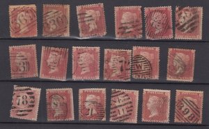 GB QV 1d Red Stars Unchecked Collection Of 18 Fine Used BP9061