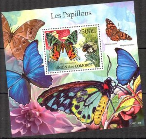 Comoro Islands 2011 Butterflies S/S MNH