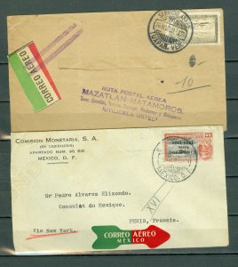 MEXICO 1930-31 LOT of (2) AIRMAIL COVERS