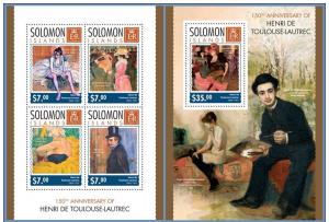 SOLOMON IS. 2014 2 SHEETS slm14302ab TOULOUSE LAUTREC ART