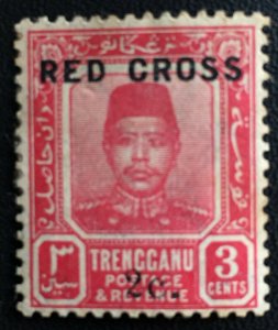 MALAYA 1917 RED CROSS opt TRENGGANU 2c+3c MLH 2c SQUARE STOP SG#19 M3157
