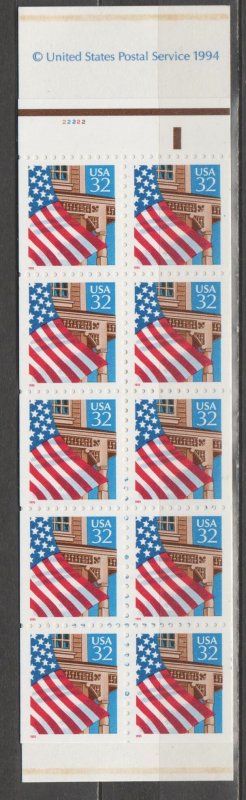 BK225, #2916a, Flag over Porch MNH, '.32 cent'(1)