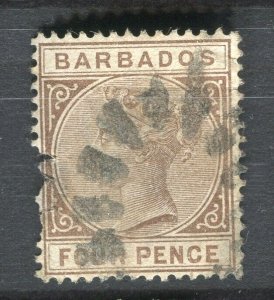 BARBADOS; 1880s early classic QV issue used 4d. value