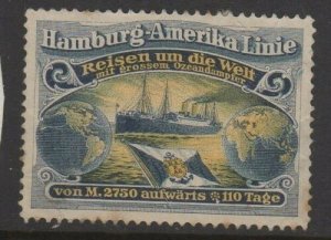 Germany- Hamburg-America Ship Line Advertising Stamp, Travel Around the World NG 