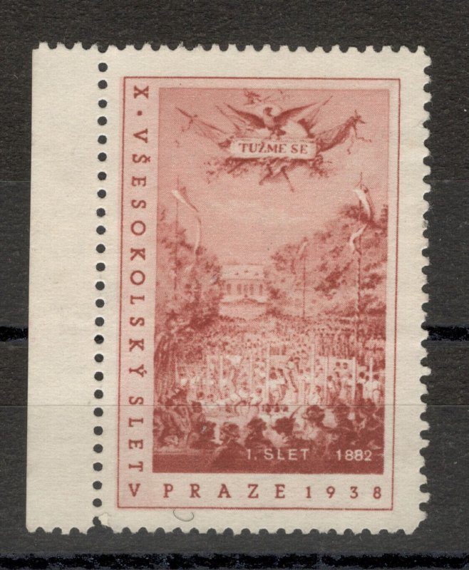 CZECHOSLOVAKIA  - MH - POSTER STAMP - X VSESOKOLSKY SLET V PRAZE -1938.