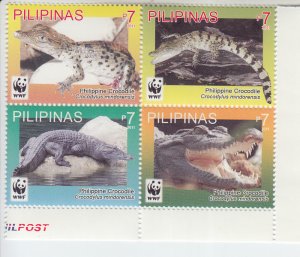 2011 Philippines WWF Crocodile B4 (Scott 3369-72) MNH