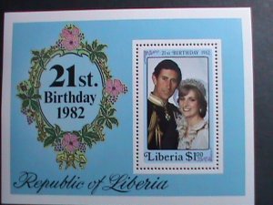 LIBERIA-1982 -21ST BIRTHDAY OF LADY DIANNA -MNH S/S VF -WE SHIP TO WORLD WIDE