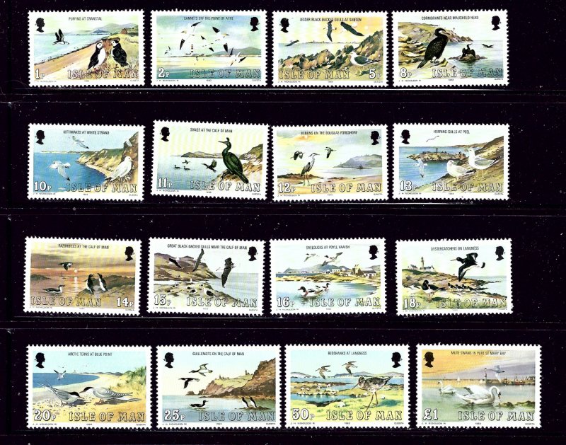 Isle of Man 224-39 MNH 1983 Birds