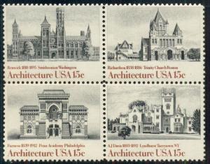 #1838-4 15¢ AMERICAN ARCHITECTURE LOT OF 100 MINT BLOCKS SPICE UP YOUR MAILINGS!