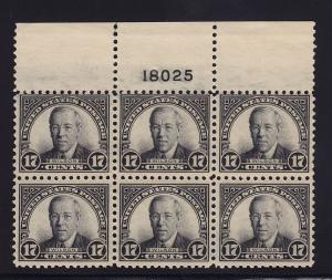 623 VF never hinged Top plate block of 6 with nice color ! see pic !