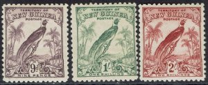 NEW GUINEA 1932 UNDATED BIRD 9D 1/- AND 2/-