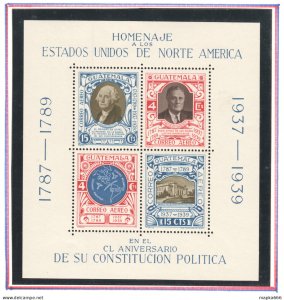 Arg162 1938 Guatemala Air Mail 150Th Anniversary Of Usa Constitution Washingt...