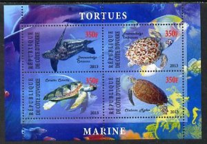 IVORY COAST - 2013 - Turtles - Perf 4v Sheet - MNH - Private Issue