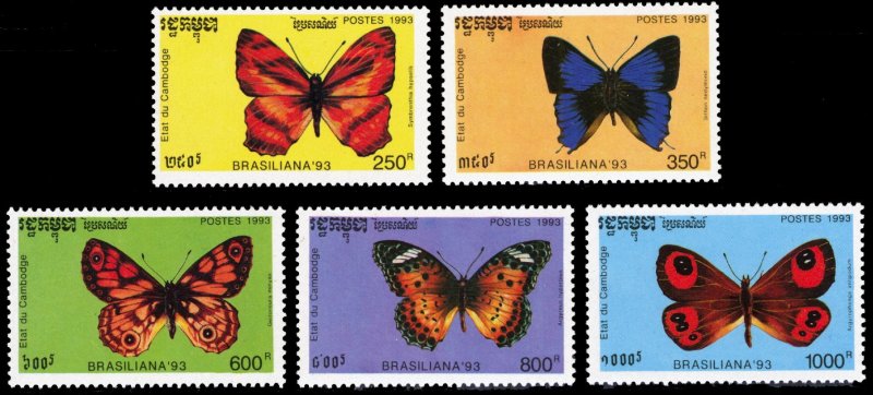 Cambodia #1278-1282  Butterflies  1993  MNH