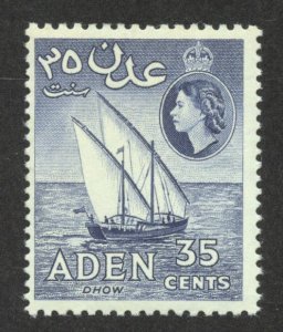Aden Scott 52a MNHOG - 1958 35c Dhow Issue, Perf 12x13.5 - SCV $5.00