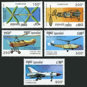 Cambodia 1312-1317,MNH.Michel 1388-1393,Bl.201. Take-Off Aircraft,Helicopters.