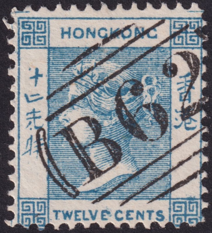 Hong Kong 1862 #3 fu; 12c Pale Blue