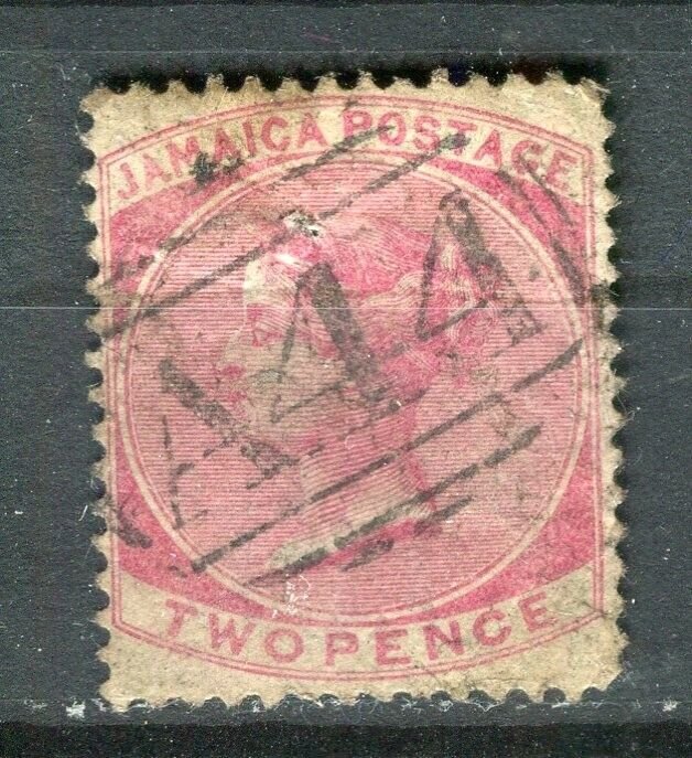 JAMAICA; 1870s early classic Crown CC Wmk. used Shade of 2d. value