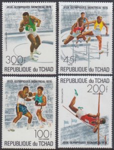 CHAD Sc # 313, C187-9 CPL MNH SET of 4 DIFF 21st SUMMER OLYMPIC GAMES MONTREAL