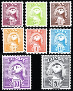 Lundy Island Stamps MNH VF Lot Of 8 Values Puffin Set