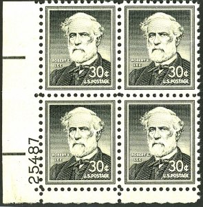 U.S. #1049a MINT PL# BLOCK OF 4 OG NH