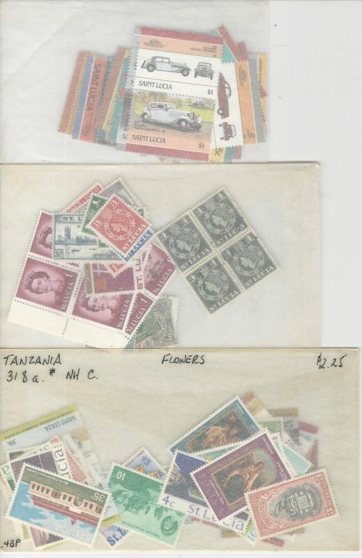 St Lucia Stamp Collection in Glassines, Nice Selection Lot