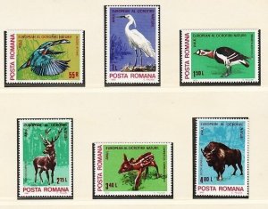 Romania Sc 2942-7 MNH Set of 1980 - Protected Animals, Birds