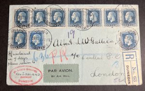 1931 Registered New Zealand Airmail Cover Dunedin to London England Chemist