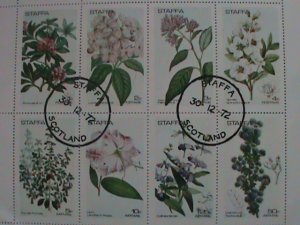 STAFFA-AIRMAIL-1972- COLORFUL LOVELY BEAUTIFUL FLOWERS CTO MINI SHEET