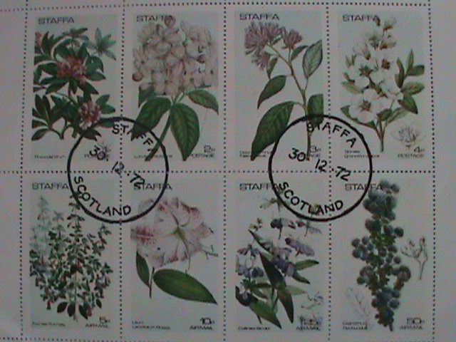 STAFFA-AIRMAIL-1972- COLORFUL LOVELY BEAUTIFUL FLOWERS CTO MINI SHEET