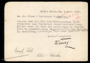 Ethiopia 1935 Addis Abeba to Munich Germany Cover 90251