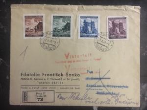 1941 Prague Bohemia Moravia Germany Registered Cover Complete Set Victory Seal