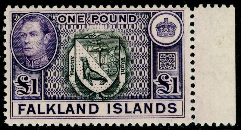 FALKLAND ISLANDS SG163, £1 black & violet, NH MINT. Cat £130.