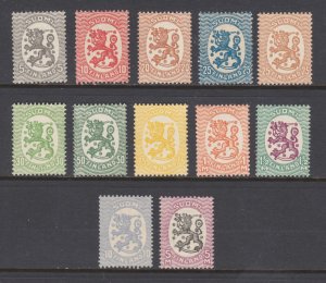 Finland Sc 84/138 MNH. 1917-27 CoA, 12 diff singles from 2 sets, fresh, bright