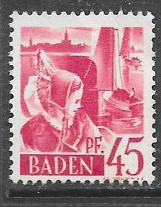 Germany Baden 5N9: 45pf Girl of Constance, unused, NG, VF