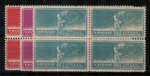 Uruguay Scott 282-4 Mint NH blocks [TH227]