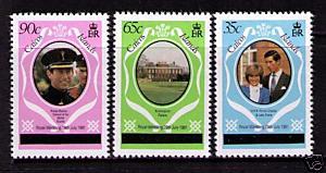 CAICOS Sc# 8 - 10 var MNH FVF Set3 Royal Diana Charles