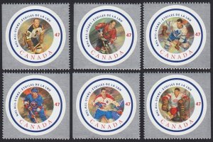 HOCKEY NHL Players * CANADA 2001 #1885a-f MNH Set of 6 from Pane