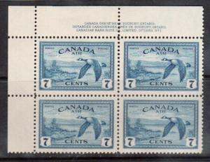 Canada #C9i VF/NH Plate #1 UL Block **With Certificate**