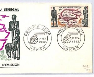 SENEGAL FDC *AIR AFRIQUE* 1962 Dakar 25f Air ILLUSTRATED First Day Cover YW20