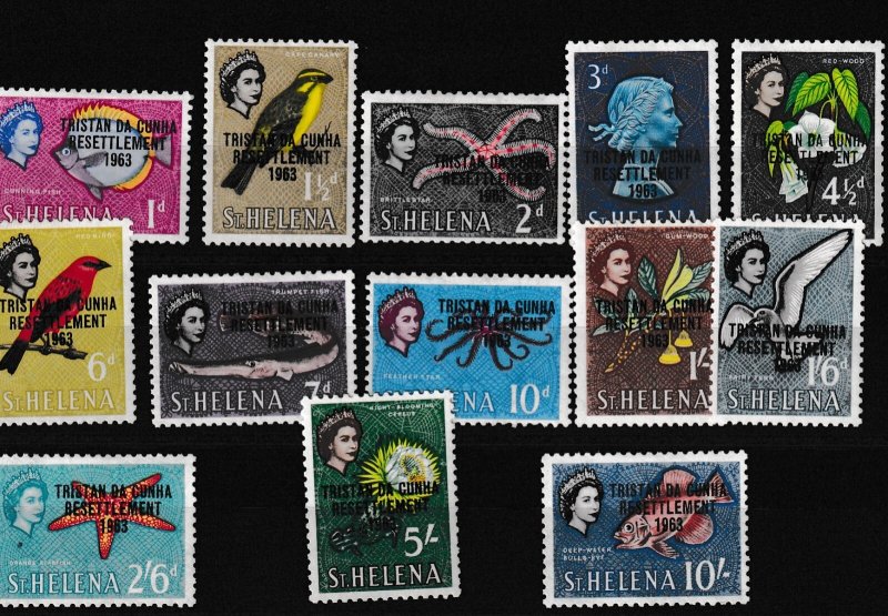 Tristan Da Cunha QEII 1963 Resettlement O/P Set To 10/- SG55/67 MNH BP14573