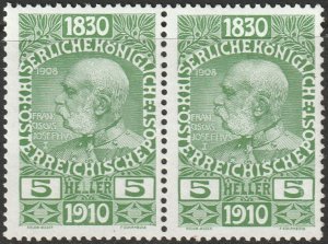Austria 1910 Sc 131 pair MNH**