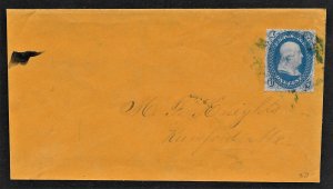 US 1861 Sc. #63 blue cancel, nicely centered Cat. Val. $57.50 with blue canc.